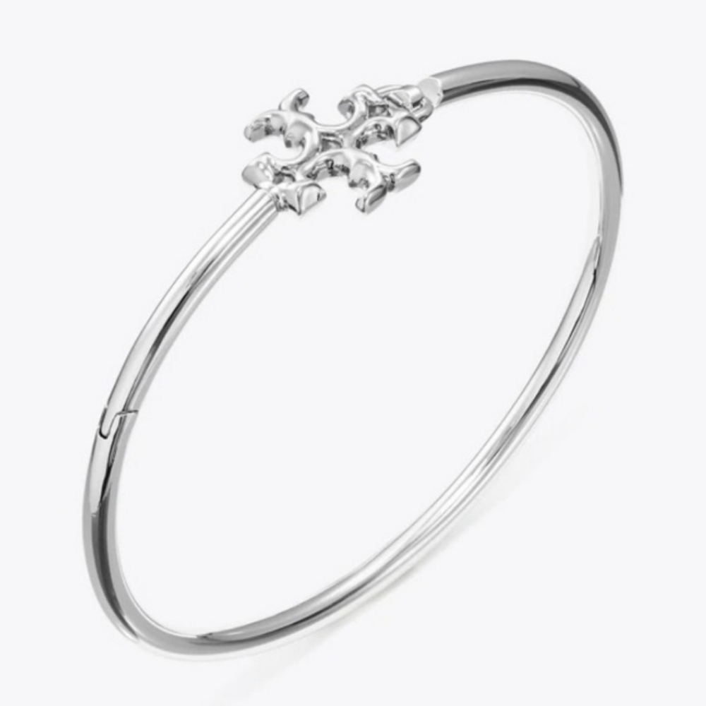 Tory Burch Silver Logo Bangle Bracelet